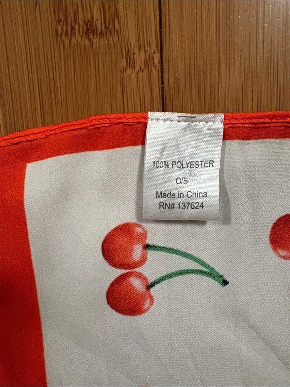 Cherry 🍒 Pattern Decorative Throw - Red on Cream Scarf 26”X 27” Inches